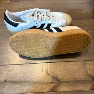 Adidas Samba White and Black Trainers with Gum Sole